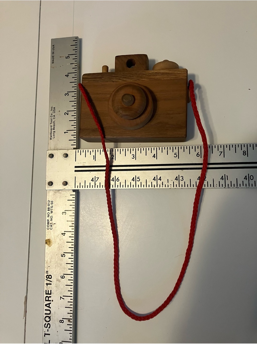 Wooden Toy Camera with Red Neck Strap